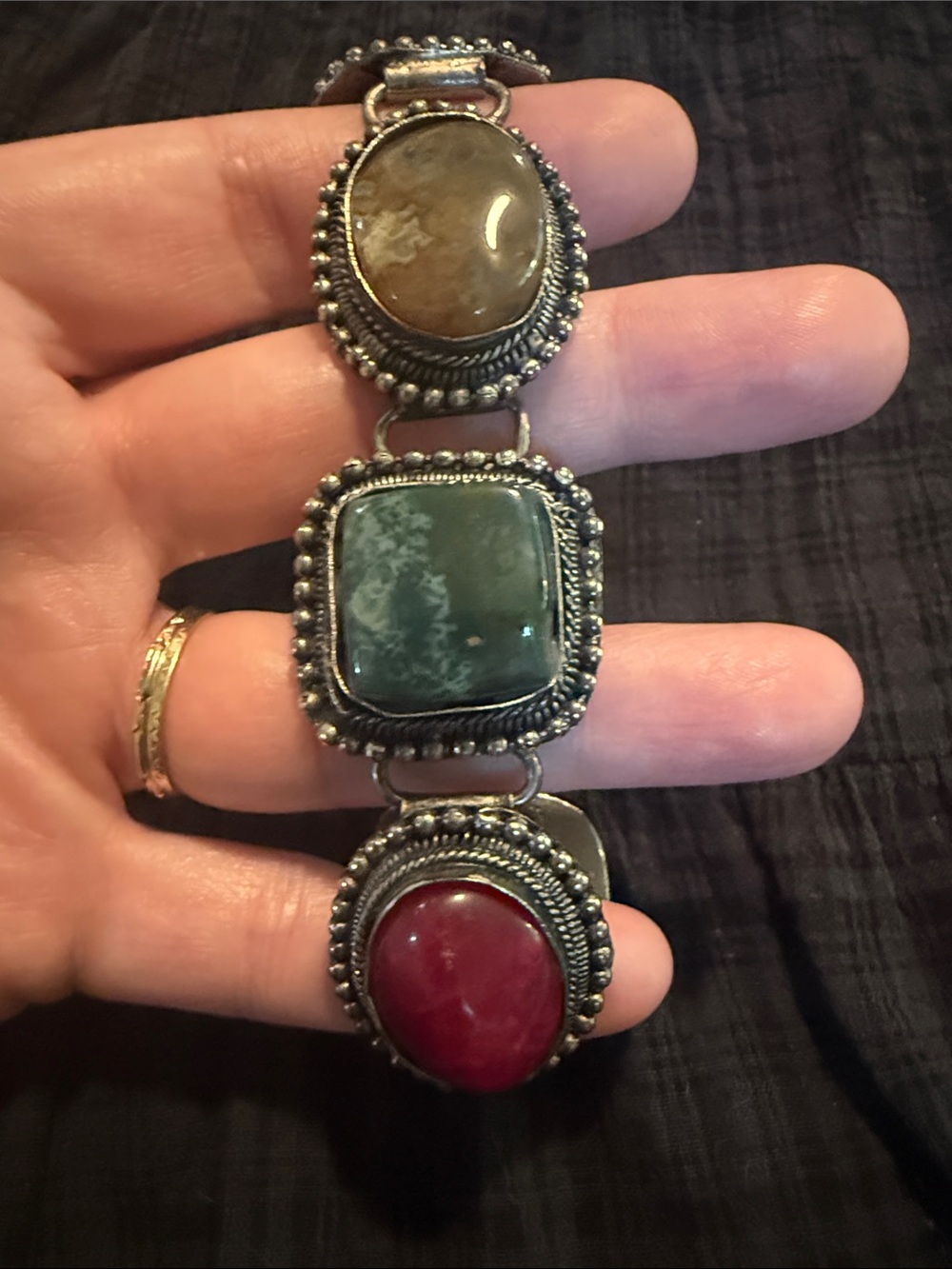 Boho Stone Link Statement Bracelet - Picture 5 of 10